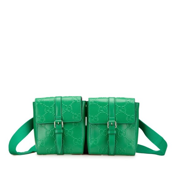 GUCCI Green Leather Fanny Pack - Picture 1 of 13